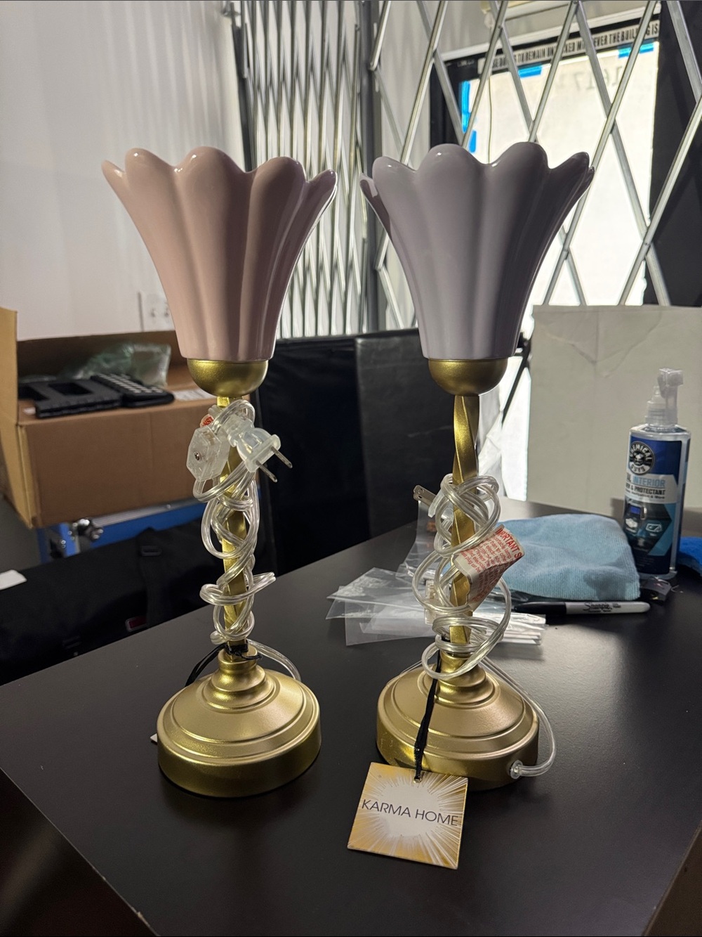 Aroma Home Tulip Table Lamps in Blush Pink and Lavender - Pair